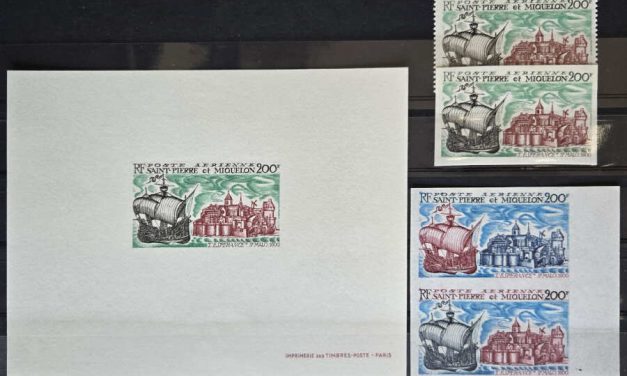 S.P.M. #C43 VFNH 1966 200Fr Imperf and Proof study lot (5)