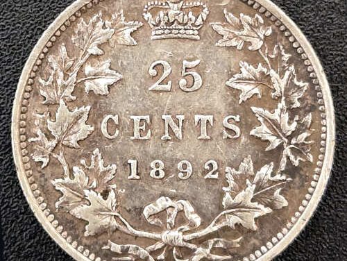 Dominion of Canada EF 1892 QV Silver 25 Cents
