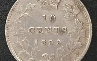 Dominion of Canada EF40 1899 Large 9 Silver 10 Cents