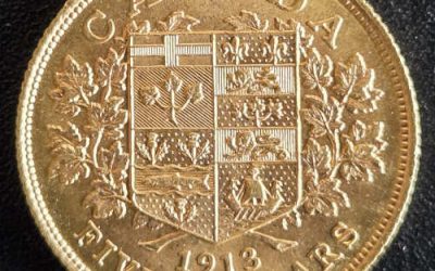 Canada AU 1913 George V $5 Gold