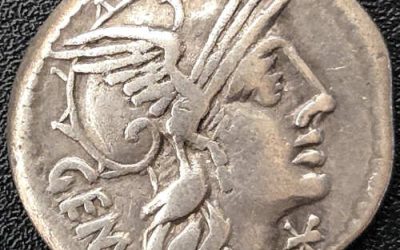 M. Aburius M.f. Geminus 132 BC 4gm Silver Denarius