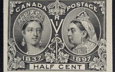 Canada #50P VF 1897 1/2c Jubilee Plate Proof, guide dots