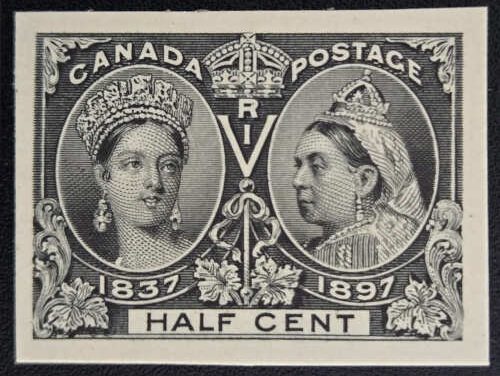 Canada #50P VF 1897 1/2c Jubilee Plate Proof, guide dots