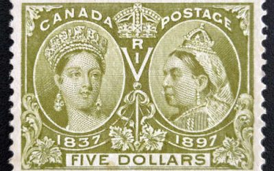 Canada #65 VF Unu 1897 $5 Jubilee selected for centering