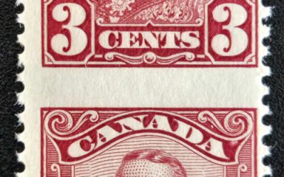 Canada #151c Fine NH 1928 3c George V Perf by Imperf Pair