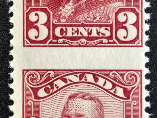 Canada #151c Fine NH 1928 3c George V Perf by Imperf Pair