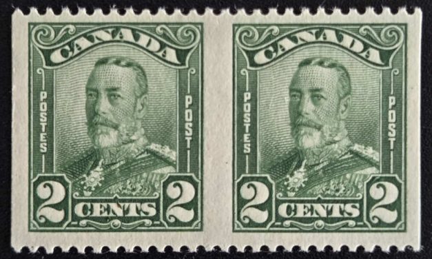 Canada #150d VFNH 1928 2c Perf by Imperf Pair, 250 made