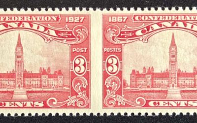 Canada #143b VFNH 1927 3c Perf by Imperf Pair, 250 made