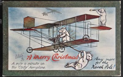 A Mile a Minute on the Cody Plane 22 Dec 1910 1/2d Christmas Card