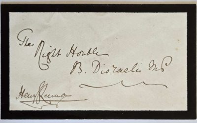 Stampless Mourning Cover from Admiral Rous to Benjamin Disraeli