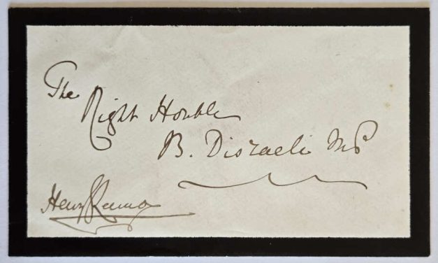 Stampless Mourning Cover from Admiral Rous to Benjamin Disraeli