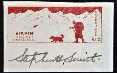Sikkim Rocket Experiment NH Smith signed 1935 2R label