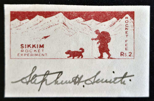 Sikkim Rocket Experiment NH Smith signed 1935 2R label