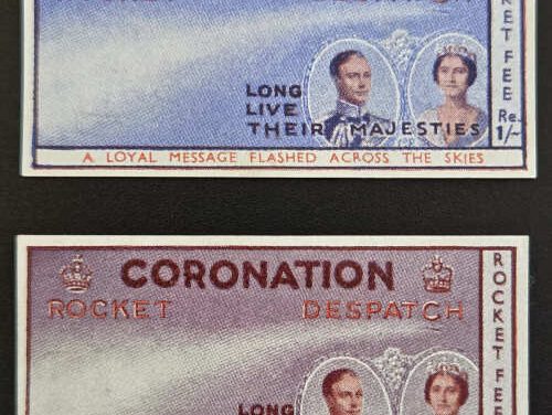 India 1937 Coronation NH Rocket Mail back signed Smith duo