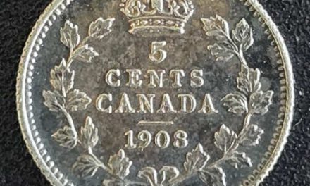 Canada AU 1908 Large 8 Variety Edward VII Silver 5 Cents