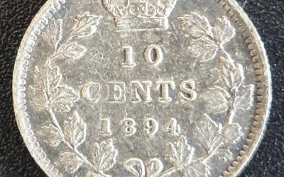Dominion of Canada VF+ 1894 Obv 5 Silver 10 Cents