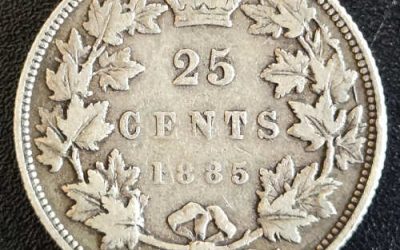 Dominion of Canada F15 1885 Curved 5 Silver 25 Cents