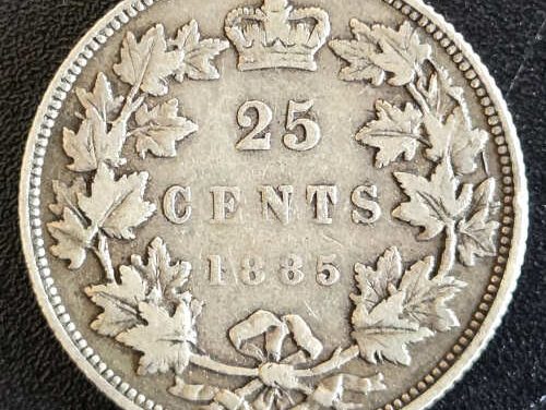 Dominion of Canada F15 1885 Curved 5 Silver 25 Cents