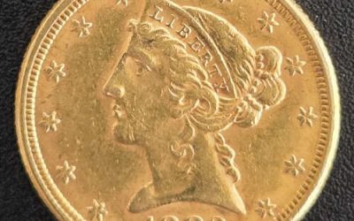 U.S.A./Colonial Canada XF 1882 $5 Gold Half Eagle .24187oz AGW