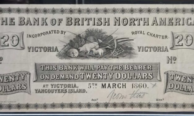 Bank of B.N.A. Victoria, V.I. EF 5 Mar 1860 $20 Proof