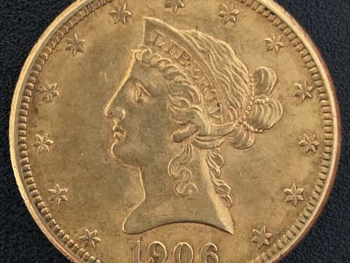 U.S.A./Colonial Canada Unc 1906D $10 Gold Eagle .48375oz AGW
