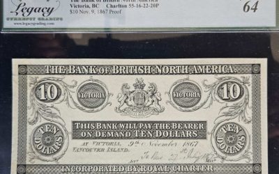 Bank of B.N.A. Victoria, V.I. Legacy MS64 9 Nov 1867 $10 Proof