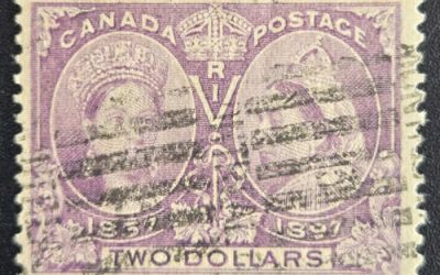 Canada #62 Fine+ roller Used 1897 $2 Jubilee, 25,000 made