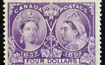 Canada #64 Fine+ Mint 1897 $4 Jubilee, gum thin $1200