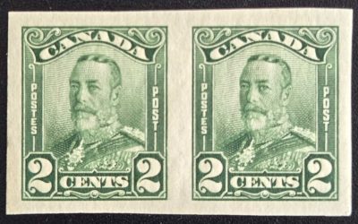 Canada #150b VF Unu 1928 2c Imperf Pair, 250 made