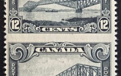 Canada #156c Mint 1 NH 1929 12c Bridge Perf by Imperf Pair