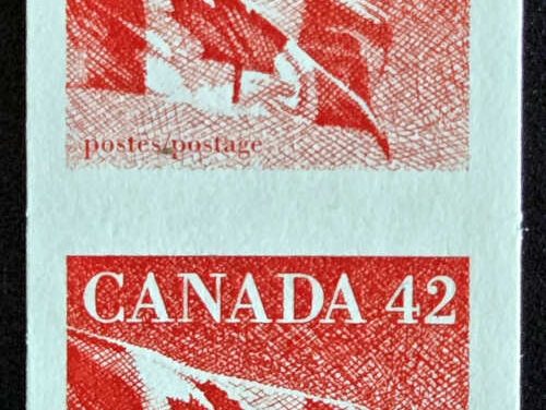 Canada #1394a VFNH 1991 42c Flag Imperf Pair