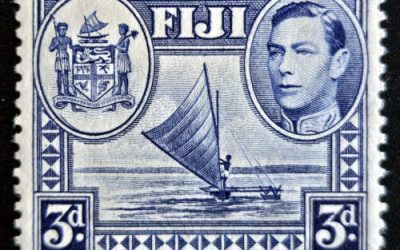 Fiji #122 Mint 1938/55 3d Spur on Arms Medallion Variety SG#257a