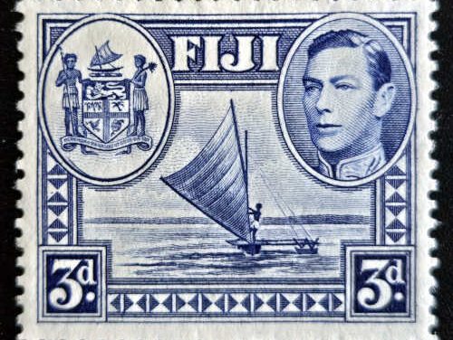 Fiji #122 Mint 1938/55 3d Spur on Arms Medallion Variety SG#257a