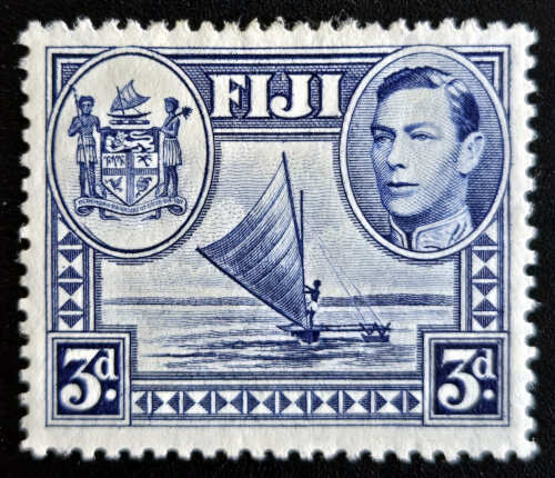 Fiji #122 Mint 1938/55 3d Spur on Arms Medallion Variety SG#257a