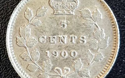 Canada XF 1900 Round 0 QV Silver 5 Cents