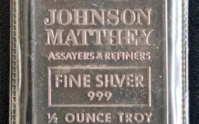 Johnson Matthey .999 fine numbered 1/2 Ounce Silver Bar