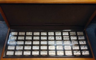1000 Years of the British Monarchy cased Proof 1973 John Pinches 50 diff 66.5gm Sterling Silver Ingots Collection #0471