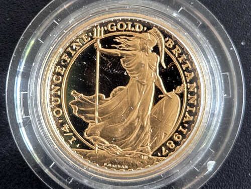 G.B. Proof 1987 cased first issue 1/4oz Gold Britannia #0150