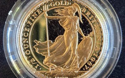 G.B. Proof 1987 cased first issue 1/2oz Gold Britannia #01370