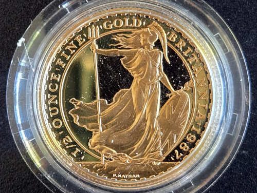 G.B. Proof 1987 cased first issue 1/2oz Gold Britannia #01370