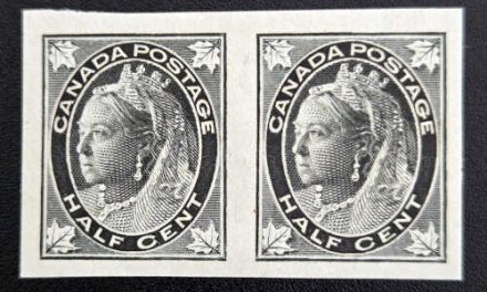 Canada #66a VF Mint HR 1897 1/2c QV Imperf Pair, 100 made
