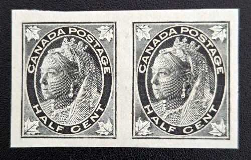 Canada #66a VF Mint HR 1897 1/2c QV Imperf Pair, 100 made
