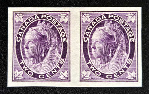 Canada #68a VF Mint 1897 2c QV ML Imperf Pair, 200 issued