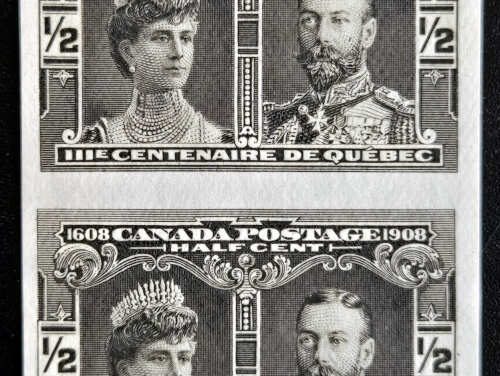 Canada #96ii VF Unu 1908 1/2c Quebec Imperf Pair, 110 made