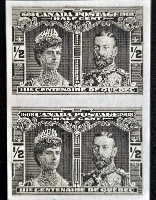 Canada #96ii VF Unu 1908 1/2c Quebec Imperf Pair, 110 made