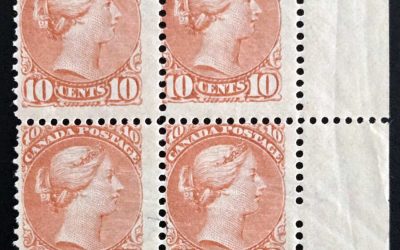 Canada #45 VG/Fine Mint UR 1897 10c SQ shade Imprint Block