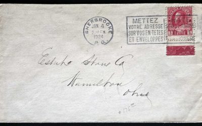 Canada #109LW 4 Jan 1924 3c Lathework Qc/Ohio Cover, ex Steinhart