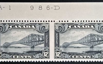 Canada #156 Fine+ stamps NH Plate 1 1929 12c Perf by Imperf Pair
