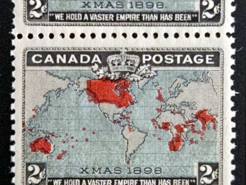 Canada #86 VFNH 1898 2c Map bottom margin Pair, shifts