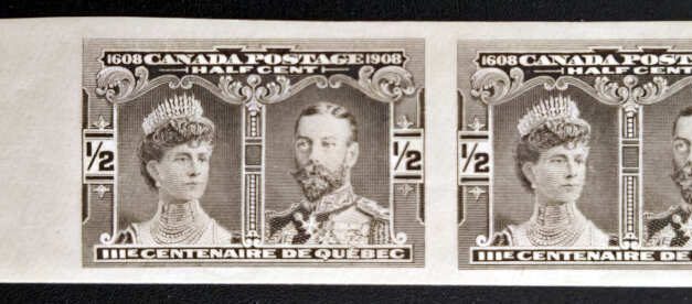 Canada #96a VFNH left sht margin 1908 1/2c Imperf Pair